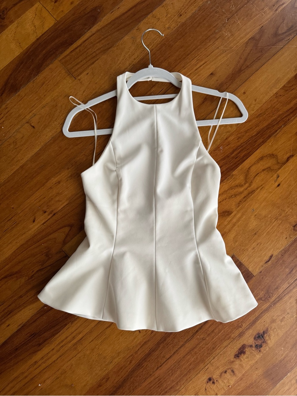 Zara White Halter Peplum Top